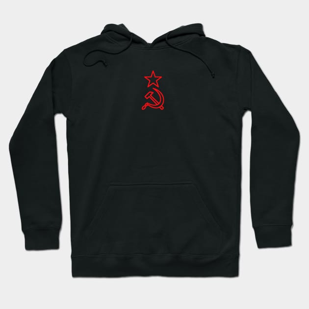 Hammer and Sickle - Minimalist Red Communist Hoodie by Distant War